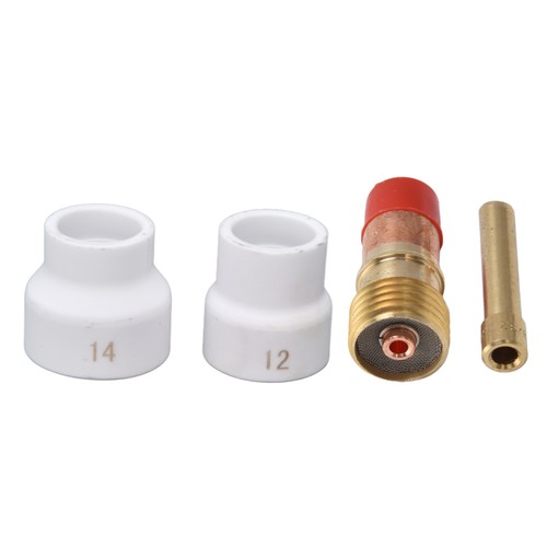 4 Stck. WIG Gas Linsen Kit weiß Keramik Tasse kurze abgeschrägte Elektroden Halter Anschluss LLI - Bild 21 von 24