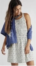 Free People Petunia Tea Combo Smocked Mini Dress Women’s Size Small  NWT