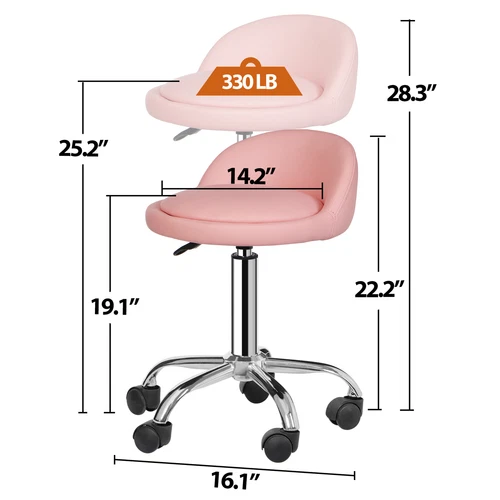 PU Leather Hydraulic Rolling Stool for Massage Facial Salon Spa w/Back Rest - Bild 12 von 19