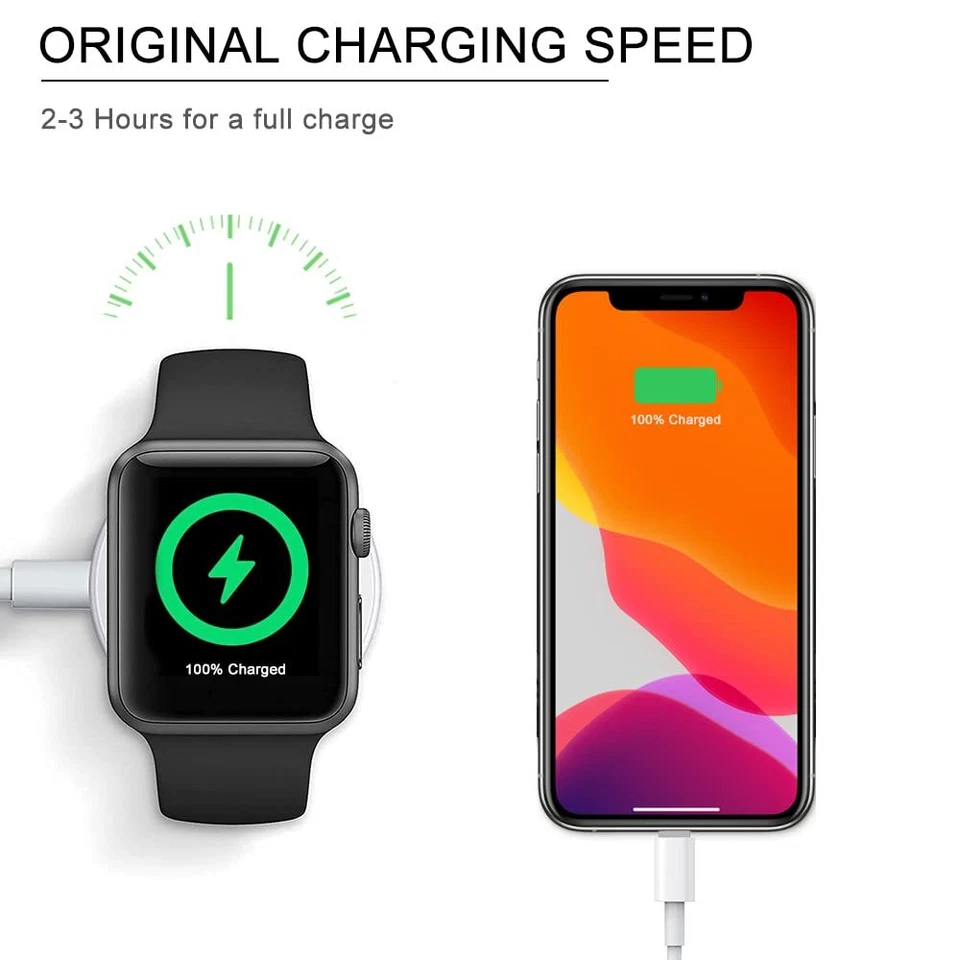 For Apple Watch Series 10/9/8/7/6/5/4 Magnetic USB Charging Cable iPhone Charger - Image 3 of 4