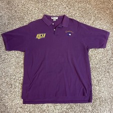 Vintage Russell Mens Athletic Wear ECU Purple Polo Shirt Size 2XL Made In USA