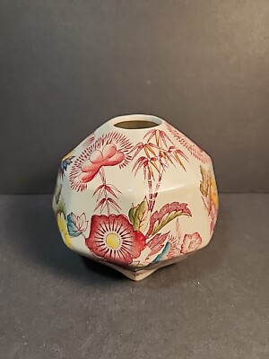 Vintage Floris of London Candle Holder Tealight Floral Flowers Bamboo