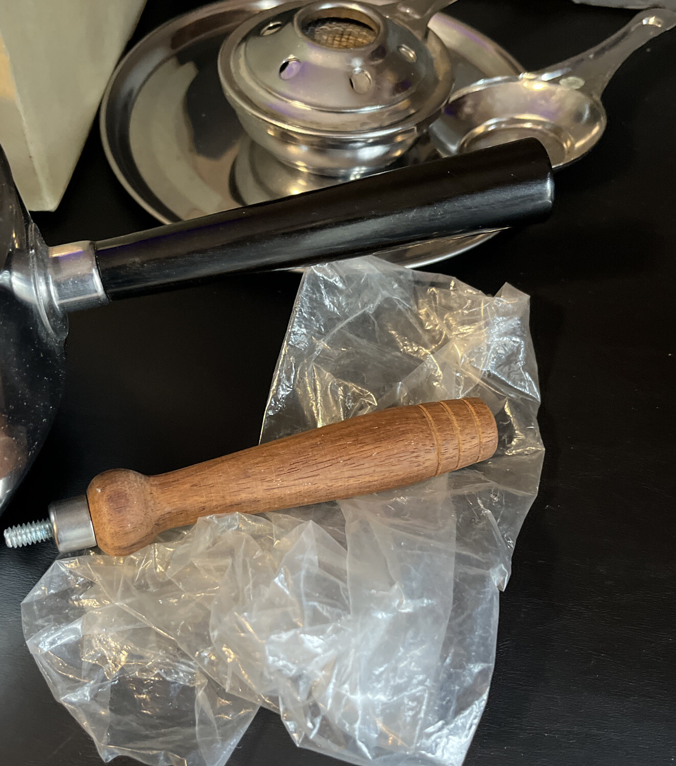 Vtg. Stainless Steel Fondue Set W/Alcohol BurnerWood HandlesH15625Parts Only eBay