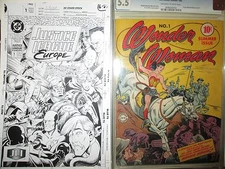 Justice League Europe 1 COVER PROOF Production Art 1990 Annual Flash, Power Girl