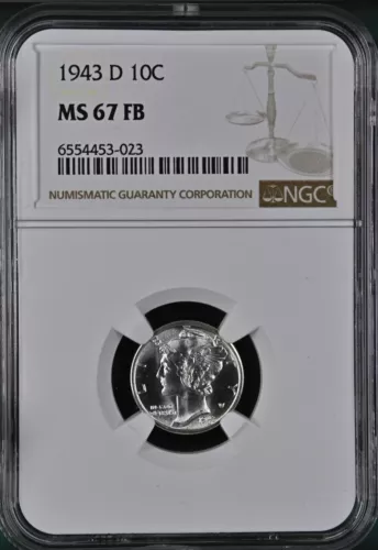 1943-D 10C FB Mercury Dime NGC MS67FB  6554453-023