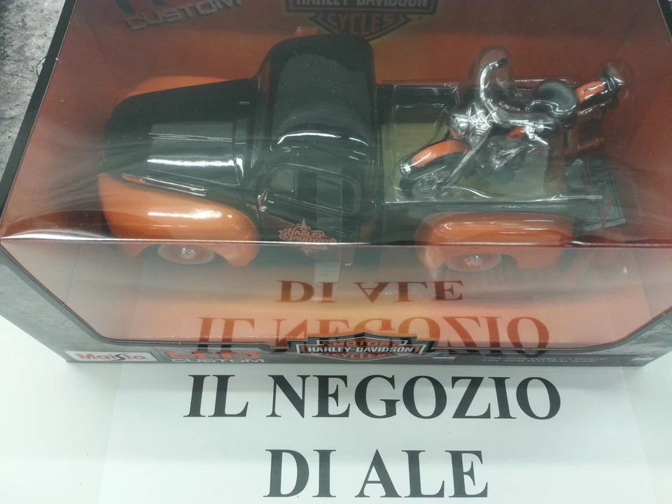 MAISTO MODELLINO "HD CUSTOM" 1:24 1948 FORD F-1 PICKUP+1:24 1958 FLH DUG GLIDE   - Immagine 3 di 4