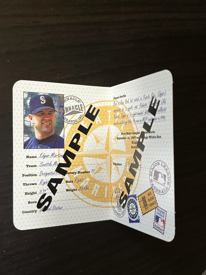 Edgar Martinez 1997 Pinnacle Passport to the Majors Sample SP #10 Mariners HOF - Image 2 of 3