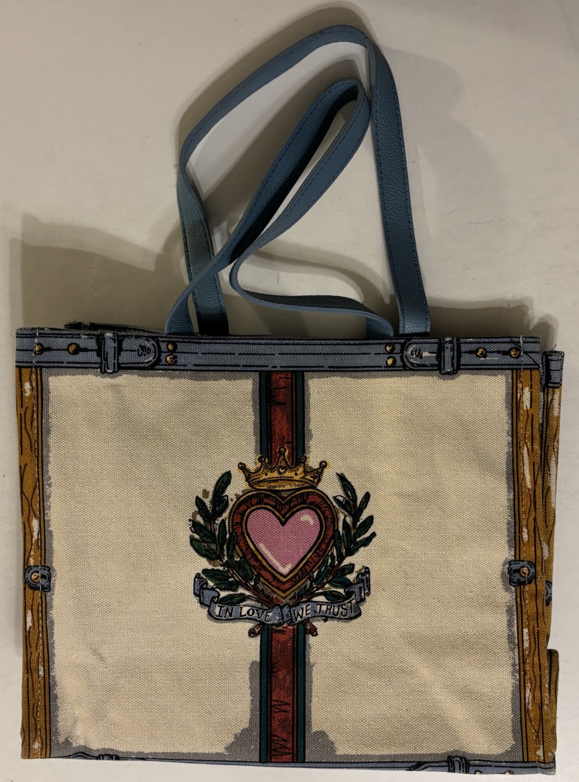 Brighton In Love We Trust Canvas Tote Bag Tom Clancy Queen Hearts Dogs Open Box