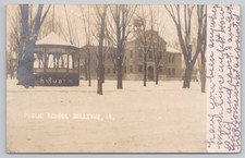 Postcard RPPC Public School Bellevue Iowa Win...
