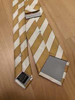 Angelo Litrico Men's White-Brown-Striped Tie (100% Silk)