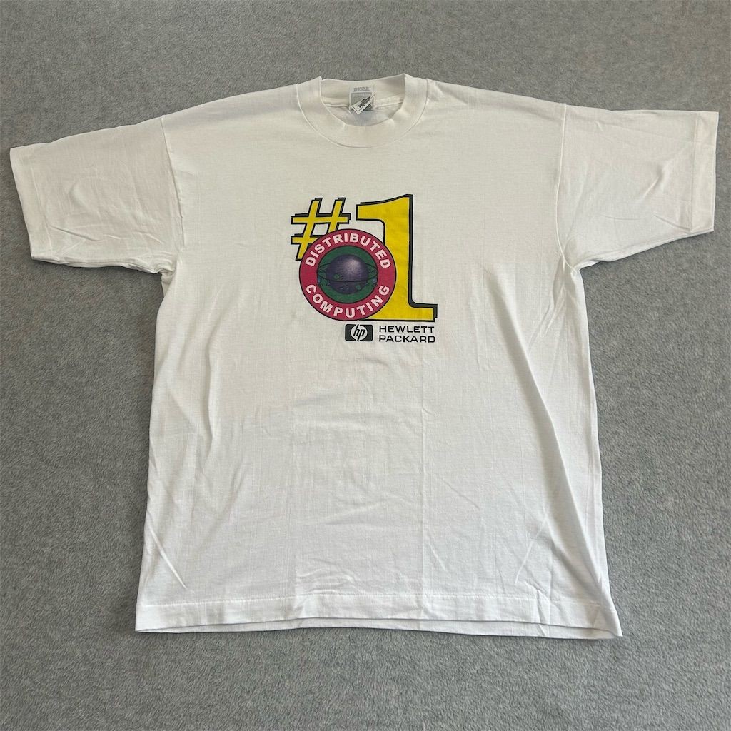 Vtg Hewlett Packard Shirt Mens Large White HP Computer Tech 90s Single Stitch