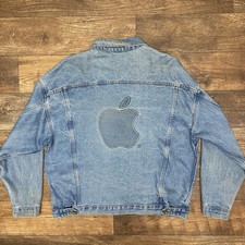 Apple Vintage Logo Denim Jacket X-Large Made in USA Branded Clothing Computer