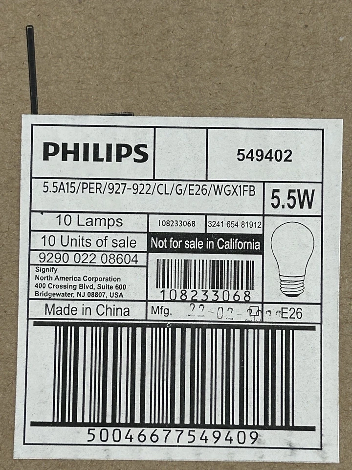 10 PACK PHILIPS 549568 LED Bulb B11 3.3W 300 Lumen 2700K 90CRI 120V Dimmable E12 - Image 4 of 4