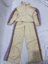 JoyLab Colorblock Windbreaker Jacket & Track Pants Set L Ivory Multi NWT