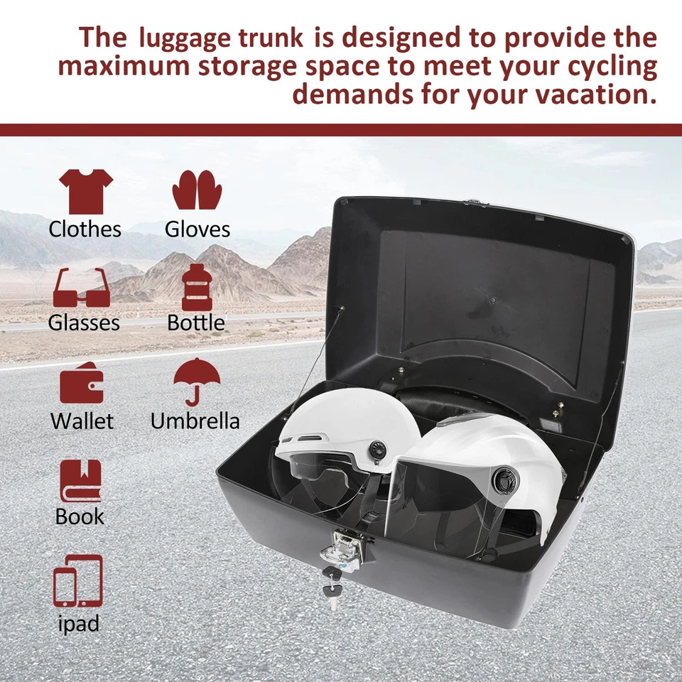 Motorcycle Tail Box Luggage trunk Top Luggage Rack For Harley Touring Softail - Image 3 of 4