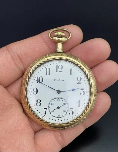 Elgin Yellow Gold Filled Case 7 Jewels Manual Wind 47mm Antique Pocket Watch