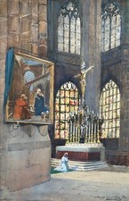 James Garden Laing RSW (Scottish 1852-1915): 'Church Interior, Nuremberg' 1894