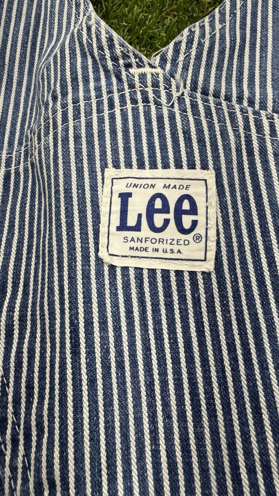 Vintage 70s Lee Overalls Mens 32x30 Hickory Stripe Bi… - Gem