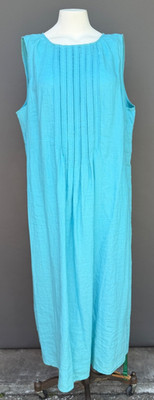 J Jill Linen Collection Sleeveless Midi Dress Blue 2X Zip Comfortable Casual