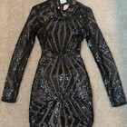 Fashion Nova A Night in Italy Black Sequin Mini Dress Size M