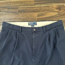 Vintage Polo Ralph Lauren Pants Mens 36x27 Navy Hammond Pleated Chino Trousers