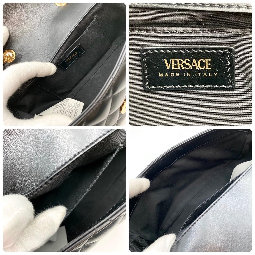 Versace Chain Shoulder Bag Black Leather Medusa Logo Unused Luxury thumbnail 8
