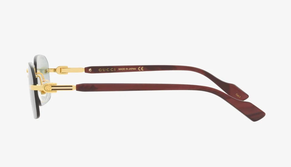 Gafas de sol cuadradas unisex Gucci GG1221S 003 en borgoña/dorado con lentes verdes 100 % Foto 4 de 4