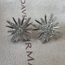 David Yurman Starburst Stud Earrings Sterling Silver with Diamonds, 19mm