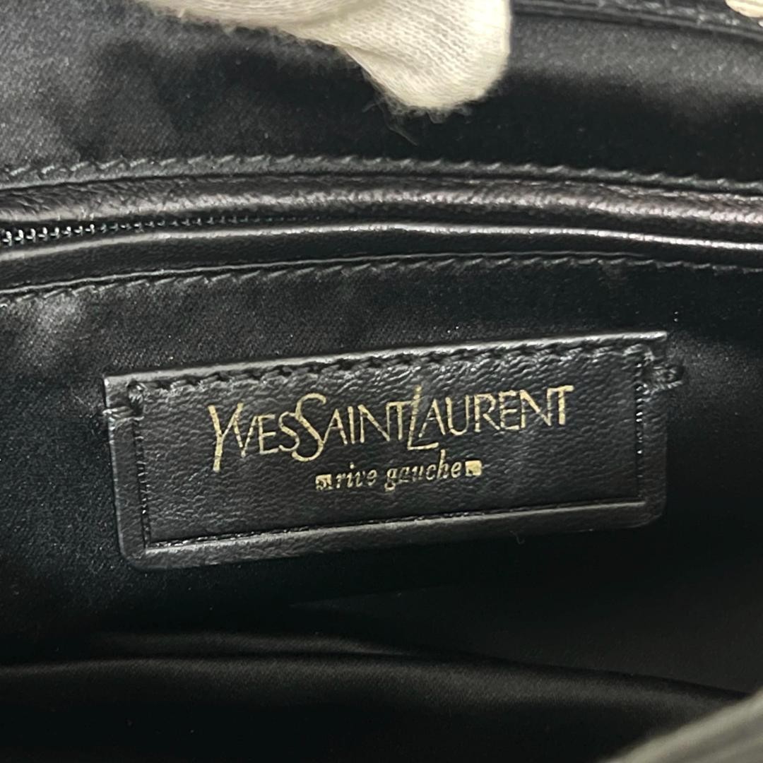 Borsa a mano donna Yves Saint Laurent YSL tracolla tela pois nera