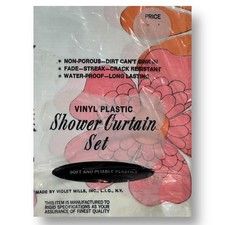 Vintage 60s 70s Bold Flower Power Pink Orange 2pc Shower Curtain Set Deadstock