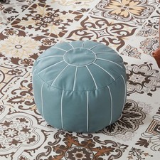 Louis Donn  21 Inch UNSTUFFED Moroccan Pouf Ottoman Cover, Handmade Faux Leather