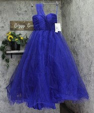 Mac Duggal Womens One Side Off the Shoulder Bustier Ball Gown Cobalt Blue 6