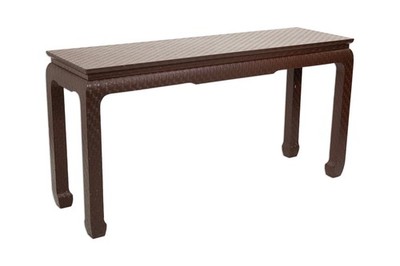 Baker Furniture Asian Style Raffa Wrapped Lacquered  Console Table
