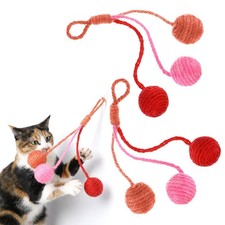 2 PCS Hanging Cat Toy Sisal Rope Ball Scratching Replacement Accessories