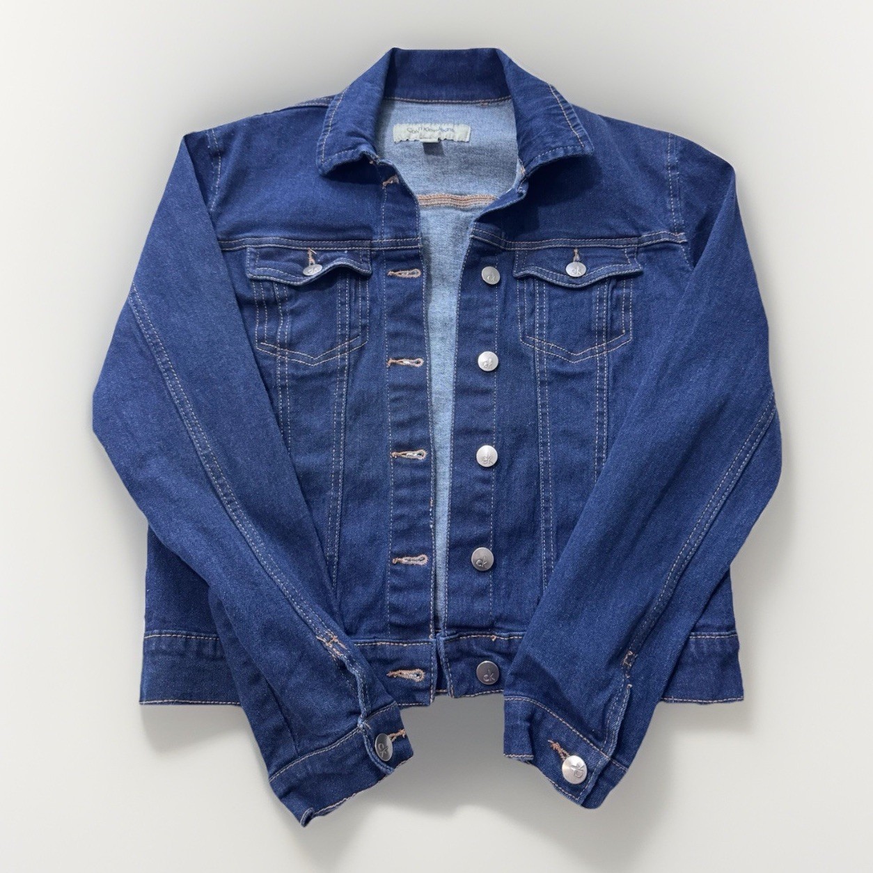 Women’s Calvin Klein Jeans Dark Wash Denim Trucker Jacket Size Medium Classic
