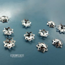 10 Solid Sterling Silver ap. 7mm 7.5mm Openwork Floral Spacer Bead Caps 33036
