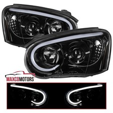 Jet Balck Projector Headlights Fits 2004-2005 Subaru Impreza Wrx Lamps Led Strip
