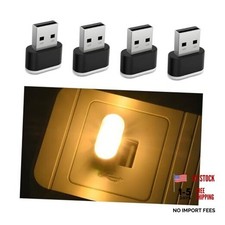 4PCS USB LED Car Interior Atmosphere Lamp, Portable Plug-in Mini Vehicle Warm