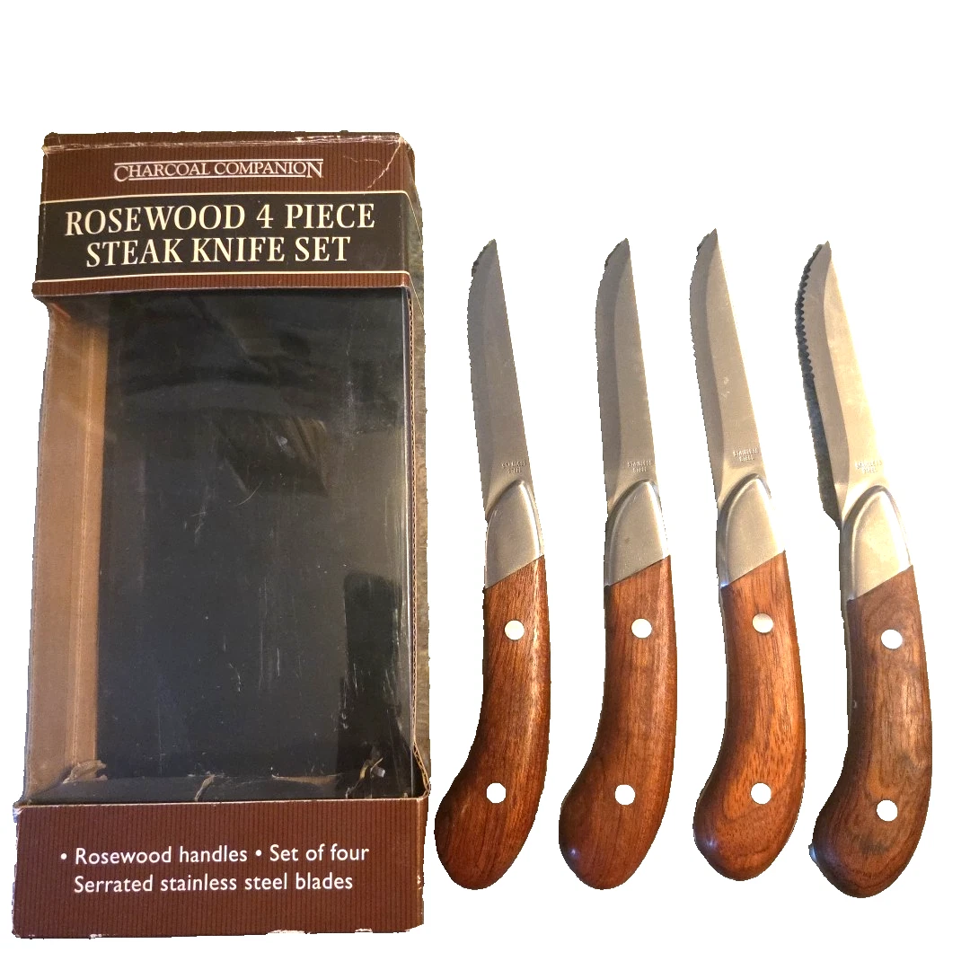 4 Piece Steak Knives Rosewood Serated by Charcoal Companions