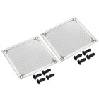 2Pcs 120mm Fan Filter Grills w Screw Aluminum Frame Stainless Steel Mesh Silver