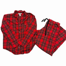 Victoria  s Secret Long Sleeve Pajama Pant Set Red Plaid Women  s Medium Flannel