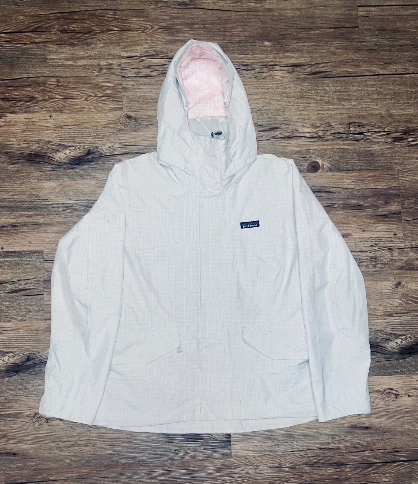 Patagonia Rain Jacket Womens Large White Parka Coat Snow Ski Winter