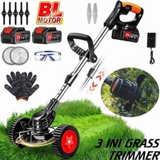 Cordless Grass Hedge Trimmer Strimmer 21V Electric Tree Garden Cutter 2 Battery