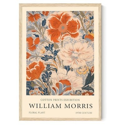 William Morris Wall Art Vintage Floral Artwork Orange And White 24''L x 16''W 2