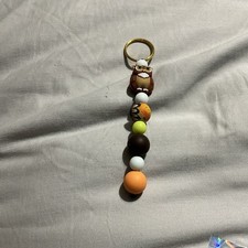 Owl With Keychain W/Beads You Can Twirl On The Chain Handmade New