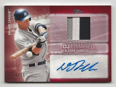 2020 Topps Series 2 DJ LeMAHIEU Major League Material AUTO PATCH RELIC Red 21/25