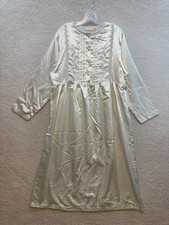 90s Vintage Nightgown Sleep Dress Medium Large Cream Ivory Satin Cottagecore