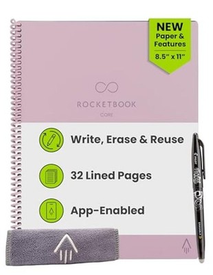 Core Reusable Smart Notebook, Lined Pages For School, Premium Letter 1 Pink
