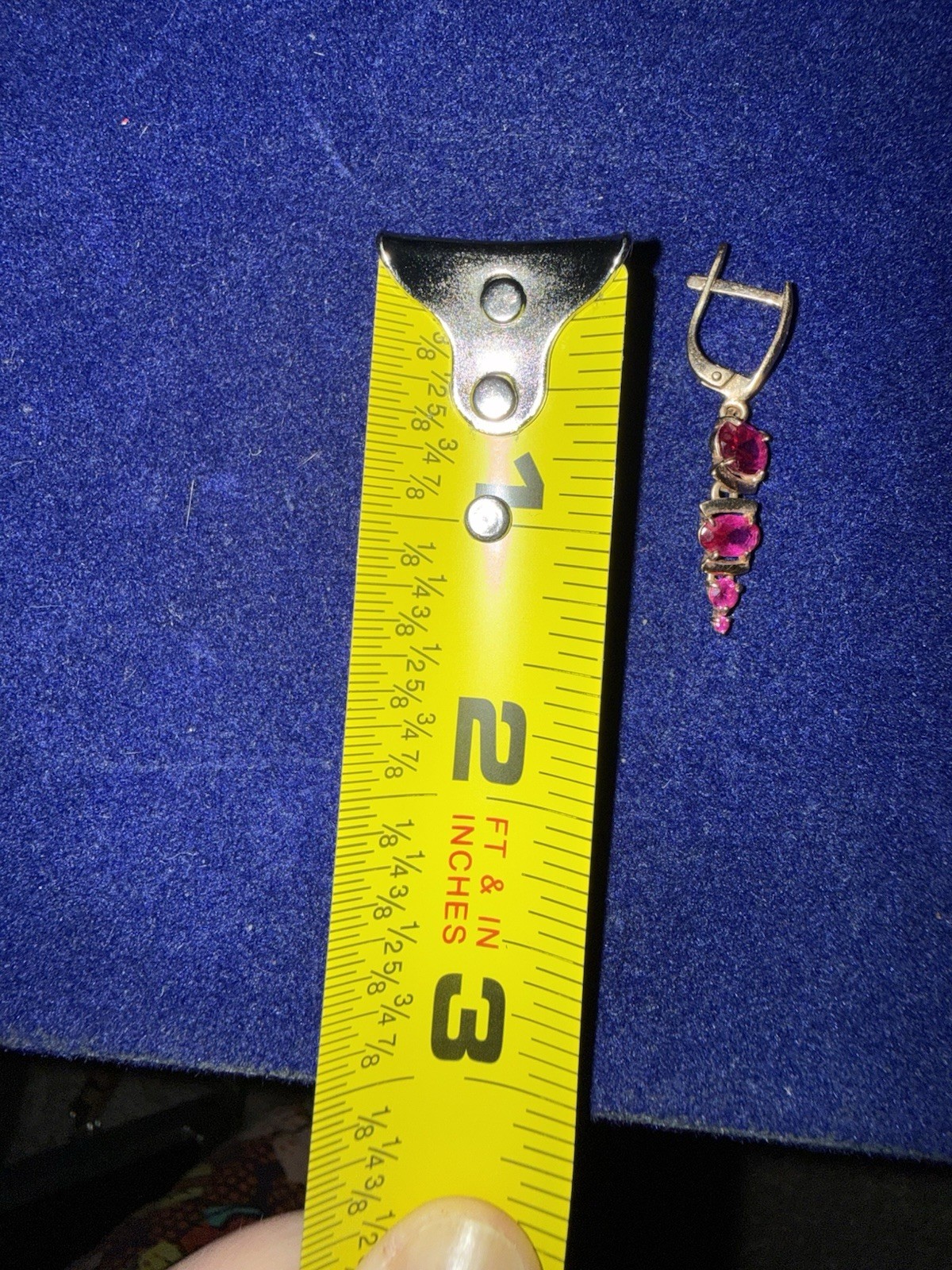 Lab Created Ruby Russian Drop Earrings Dangling Y… - image 4