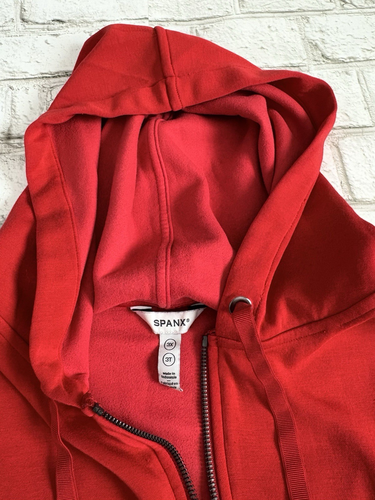 SPANX Brushed Air Essentials Full Zip Hoodie Red … - image 3